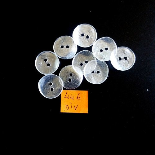6 boutons en résine blanc transparent - 17mm - 446div