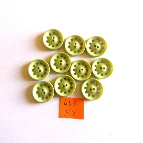 5 boutons en résine vert - 17mm - 448div