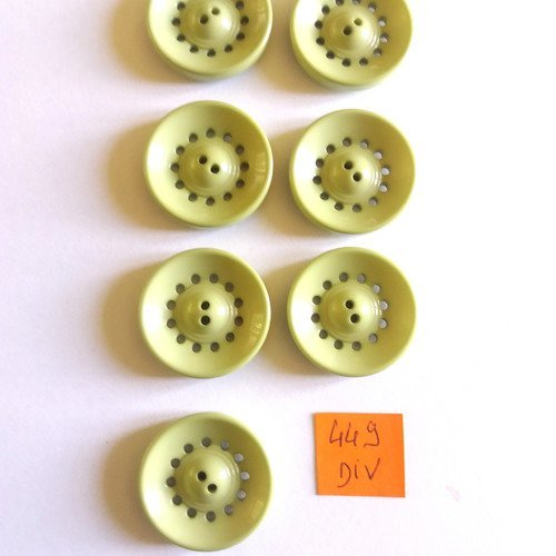 7 boutons en résine vert - 25mm - 449div