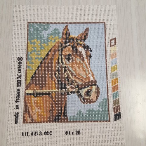 1 canevas "un cheval" - 20x25cm - 100% coton - made in france