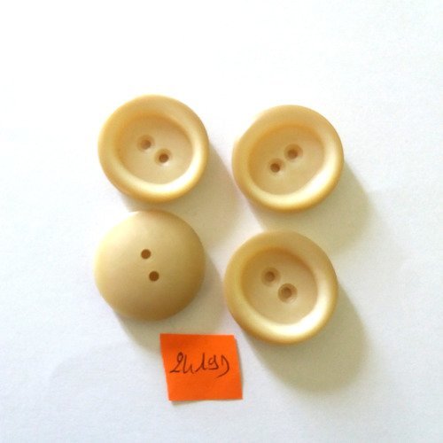 4 boutons résine beige - vintage - 26mm - 2419d