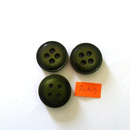 3 boutons résine vert - vintage -35mm - 2414d