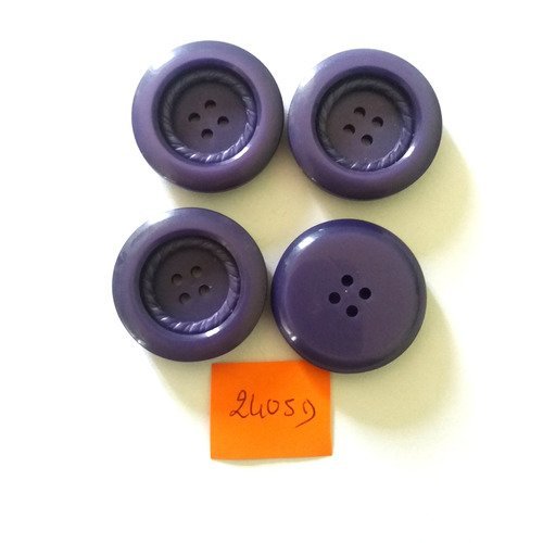3 boutons résine violet - vintage -34mm - 2405d