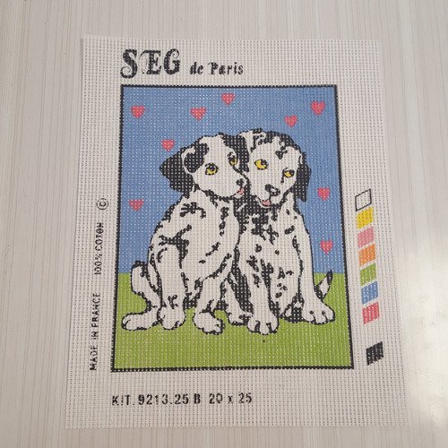 1 canevas "2 chiens dalmatiens" - seg - 20x25cm - 100% coton - made in france