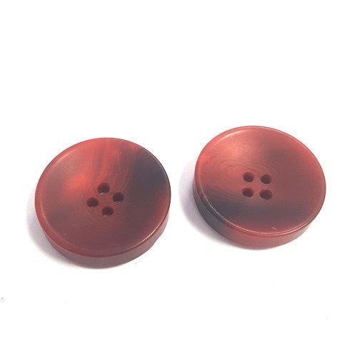 2 boutons résine rouge - 27mm- 69t