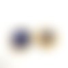 2 boutons résine bleu foncé et doré - 20mm- 103t