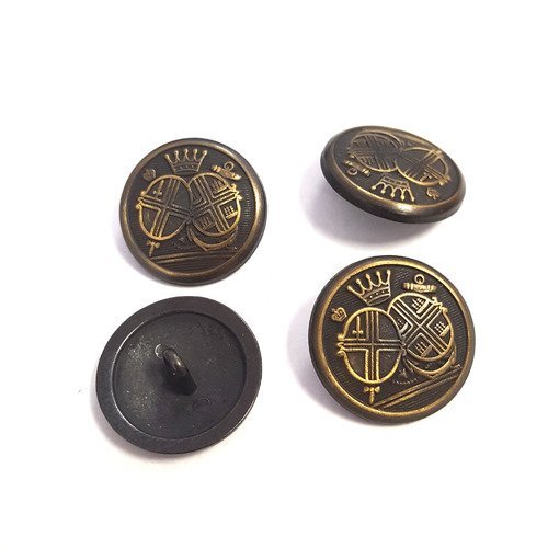 4 boutons métal gris et bronze - 23mm- 99t