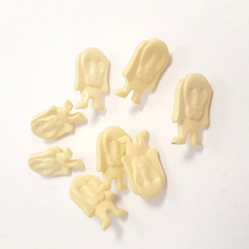 8 boutons résine  jaune clair - chien - 18x10mm- 212t