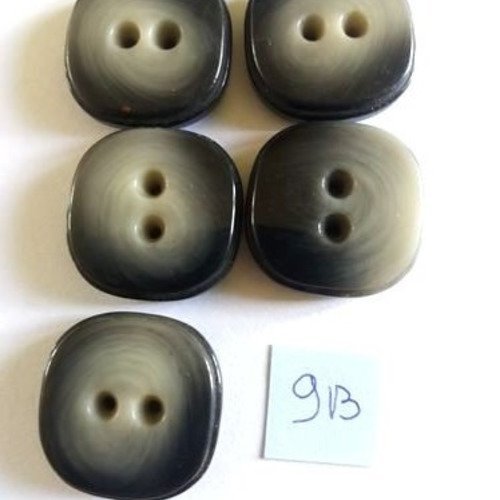 5 boutons résine noir et gris - 28x28mm - 9b