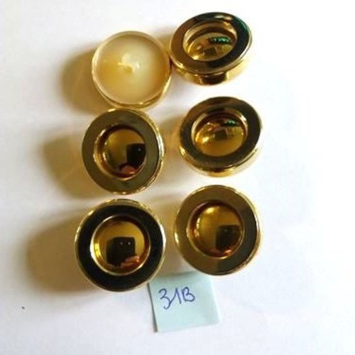 6 boutons en métal doré et nylon  - 27mm - 31b