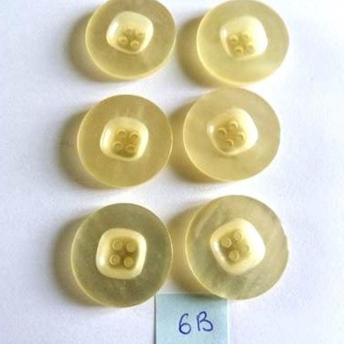 6 boutons en résine crème - 28mm - 6b