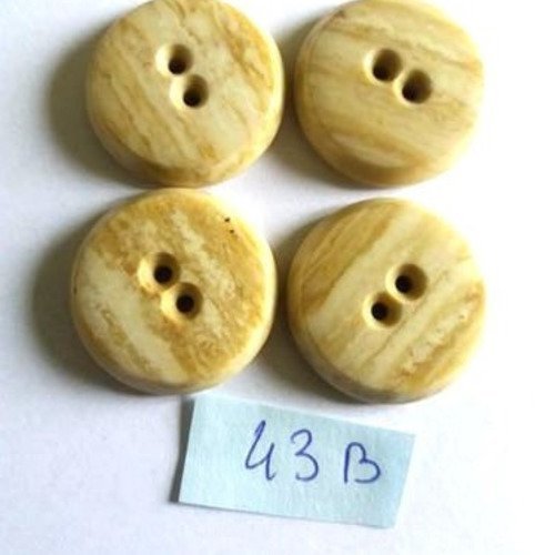 4 boutons en résine beige - 27mm - 43b