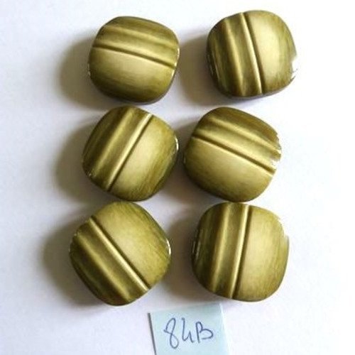 6 boutons en résine gris/vert - 25x25mm - 84b