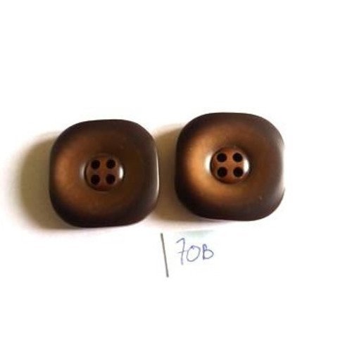 2 boutons en résine marron - 28mm - 70b