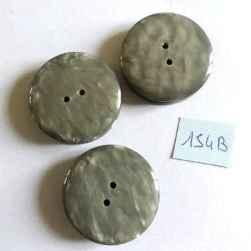 3 boutons en résine gris - 30mm - 154b