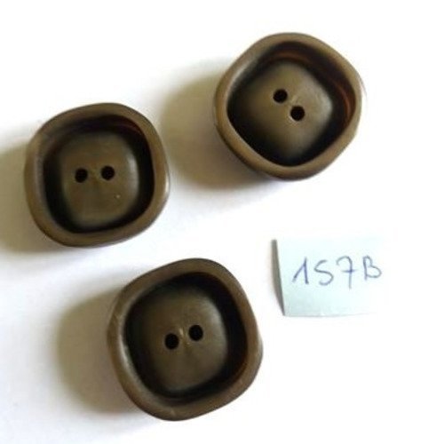 3 boutons en résine marron - 25x25mm- 157b
