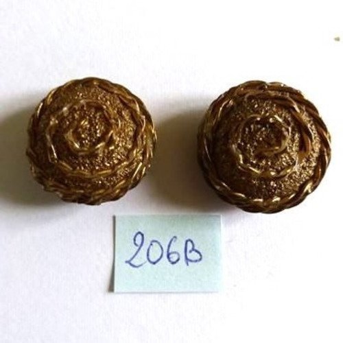 2 boutons en résine marron - 23mm - 206b
