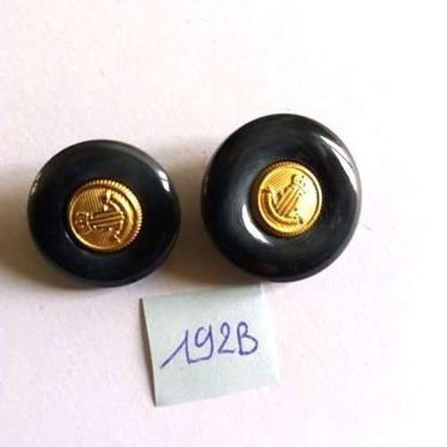 2 boutons en résine vert et doré - 1 bt de 25mm et 1 bt de 23mm - 192b