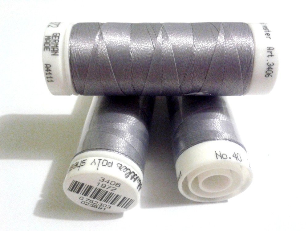 200 m Bobine Fil Couture 100/% Polyester Gris Souris