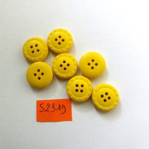 7 boutons résine jaune vintage - 14mm - 5231d