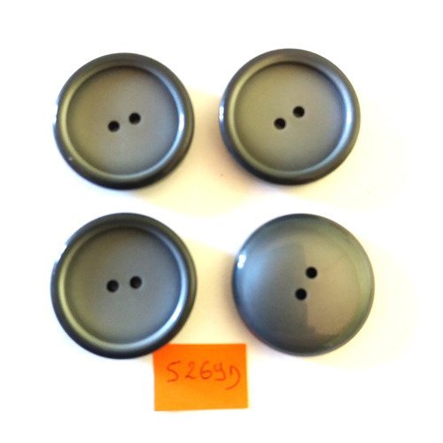 4 boutons résine gris vintage - 31mm - 5269d