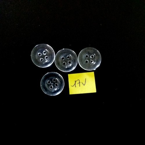 4 boutons en résine transparent - 18mm - 17v