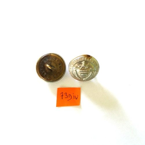 2 boutons de l'armée métal argenté ( eastbourne borough police )  vintage - 23mm - 73div