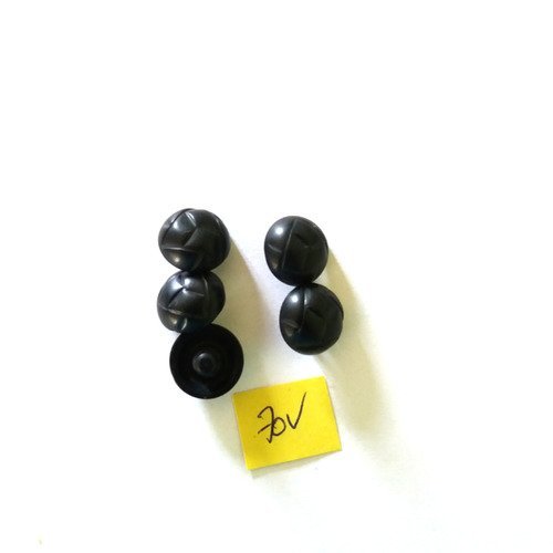 5 boutons en résine noir - 15mm - 70v