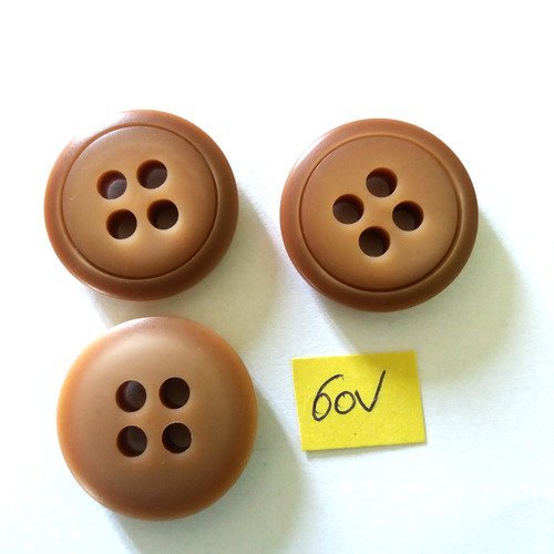 3 boutons en résine beige foncé - 31mm - 60v
