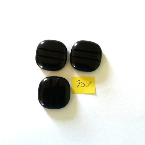 3 boutons en résine noir - 28mm - 73v