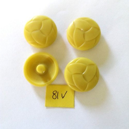 4 boutons en résine vert/jaune - 25mm - 81v