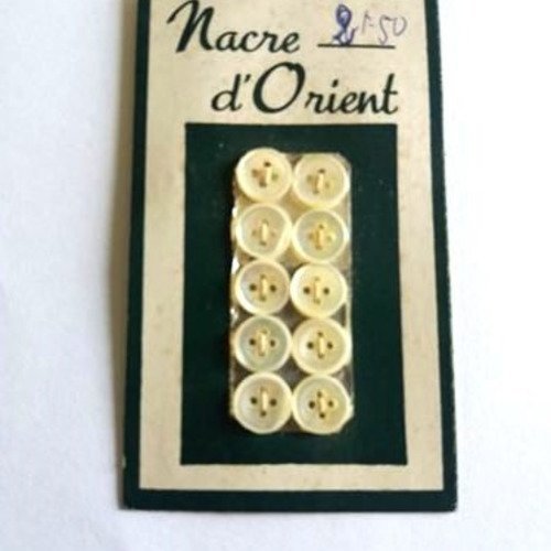 10 boutons ivoire en nacre d 'orient - vintage - 9mm - 618div