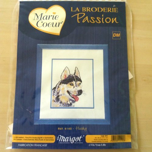 Kit broderie passion - marie coeur -  margot - motif husky