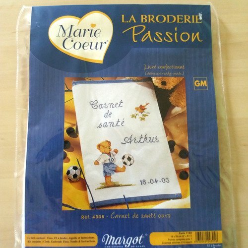 Kit broderie passion - marie coeur -  margot - motif carnet de sabté ours