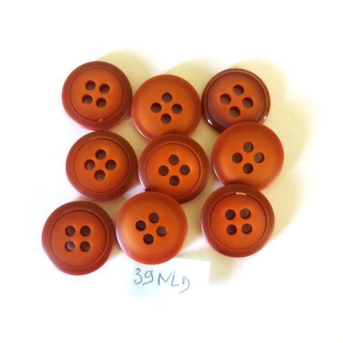 9 boutons en résine marron - 22mm - 39nld