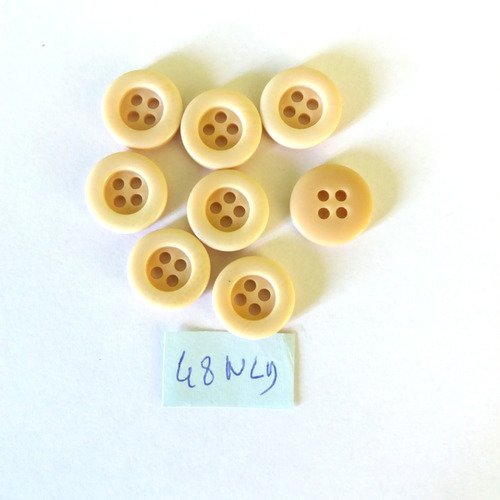 8 boutons en résine beige - 14mm - 48nld