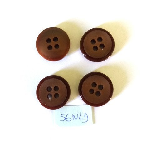 4 boutons en résine marron - 18mm - 56nld