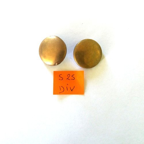 2 boutons en métal doré - 20mm - 525div