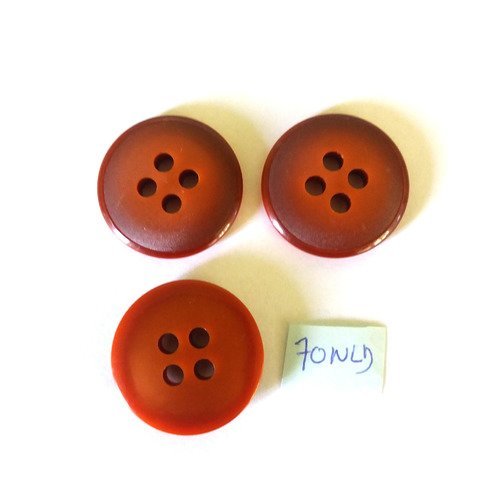 3 boutons en résine marron - 26mm - 70nld