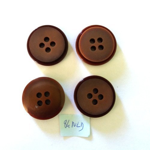 4 boutons en résine marron foncé - 27mm - 84nld