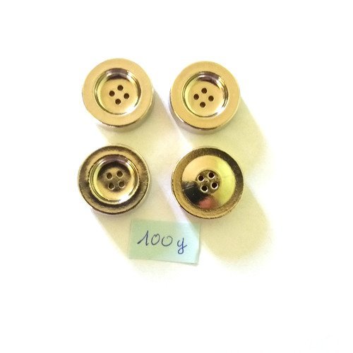 4 boutons en métal argenté - 23mm - 100g