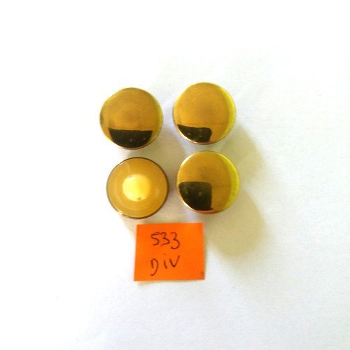 4 boutons en métal doré et dessous nylon - 18mm - 533div