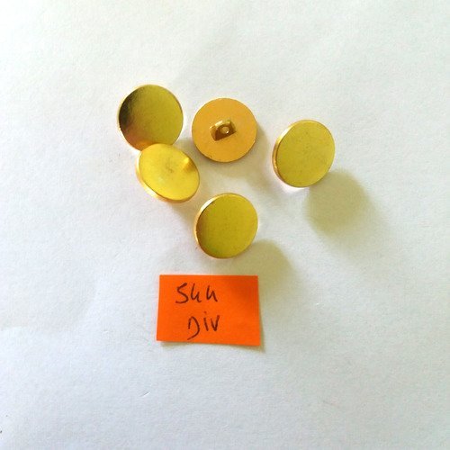 5 boutons en résine doré - 13mm - 544div