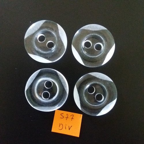 4 boutons en résine transparent - 30mm - 577div