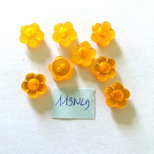 8 boutons en résine orange ( fleur ) - 11mm - 113nld