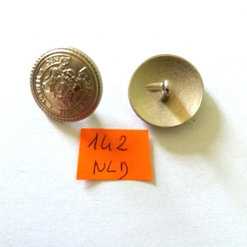 2 boutons en métal argenté - 20mm - 142nld