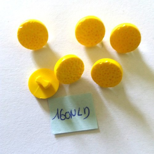 6 boutons en résine jaune - 12mm - 160nld