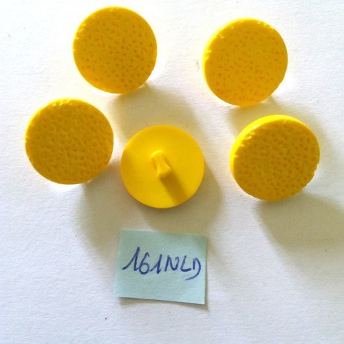 5 boutons en résine jaune - 18mm - 161nld