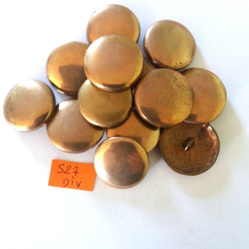 13 boutons en métal cuivre - vintage - taille diverse - 527div
