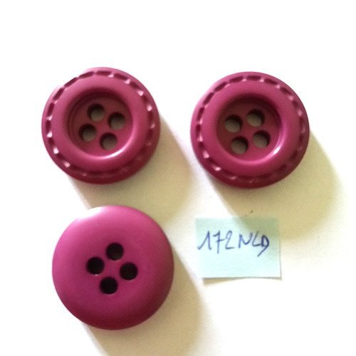 3 boutons en résine violet - 26mm - 172nld